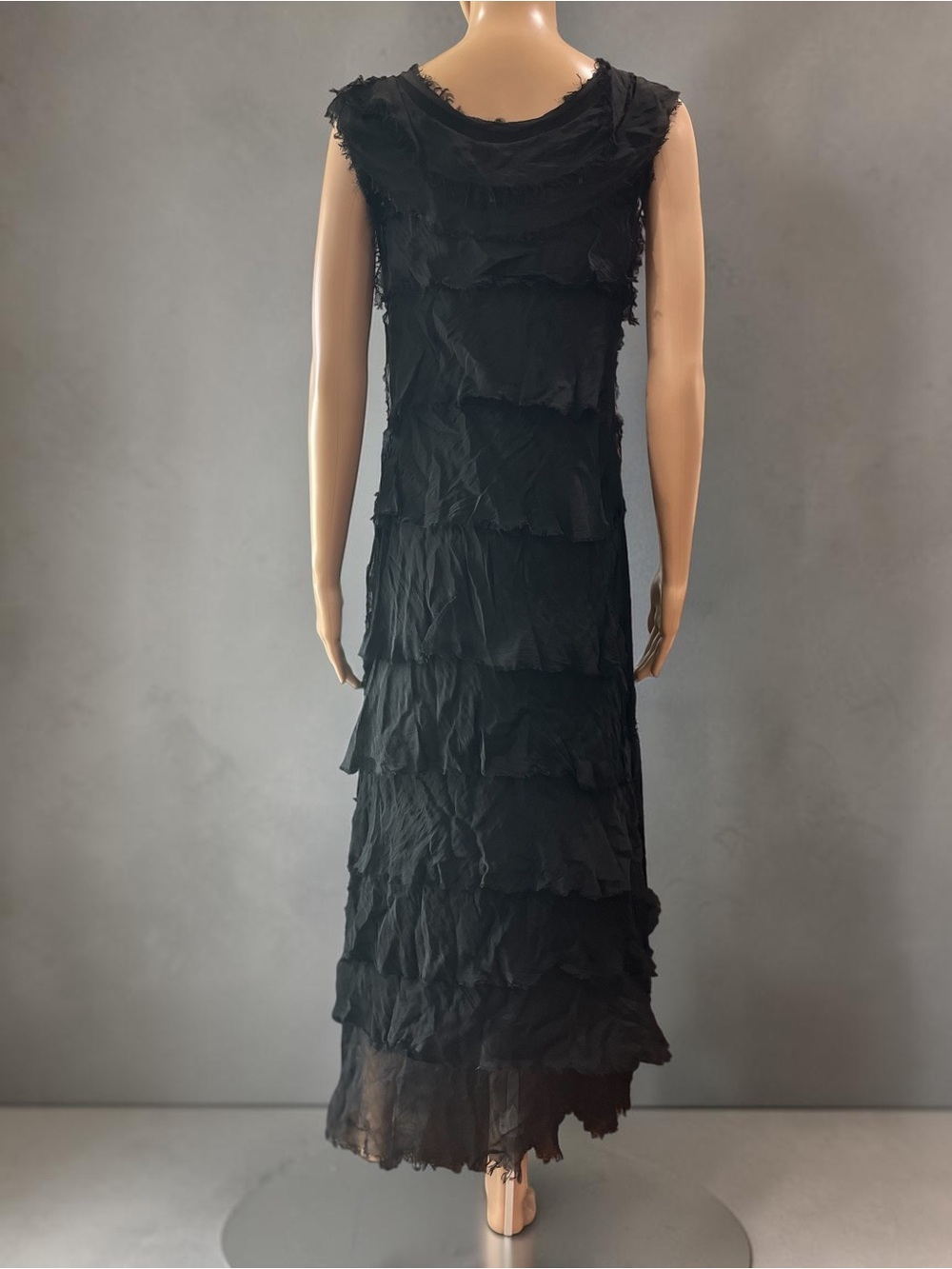 Gigi Moda Italy Siena Silk Tiered Ruffle Maxi Dress & Duster Set Black One Size - Picture 5 of 12